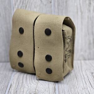 Vintage‎ 1977 Israeli Military Ammo Pouch Canvas Tan Snap Belt Mag Magazine Case